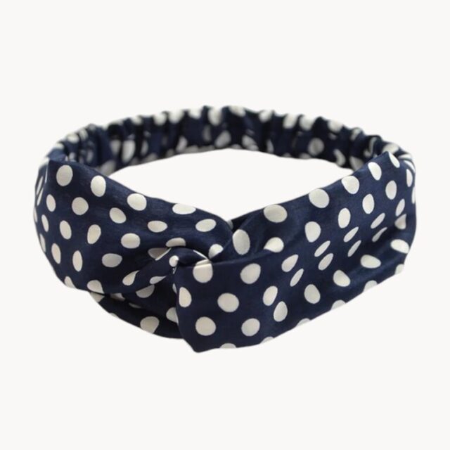 Bandeau motif pois blancs, fond bleu