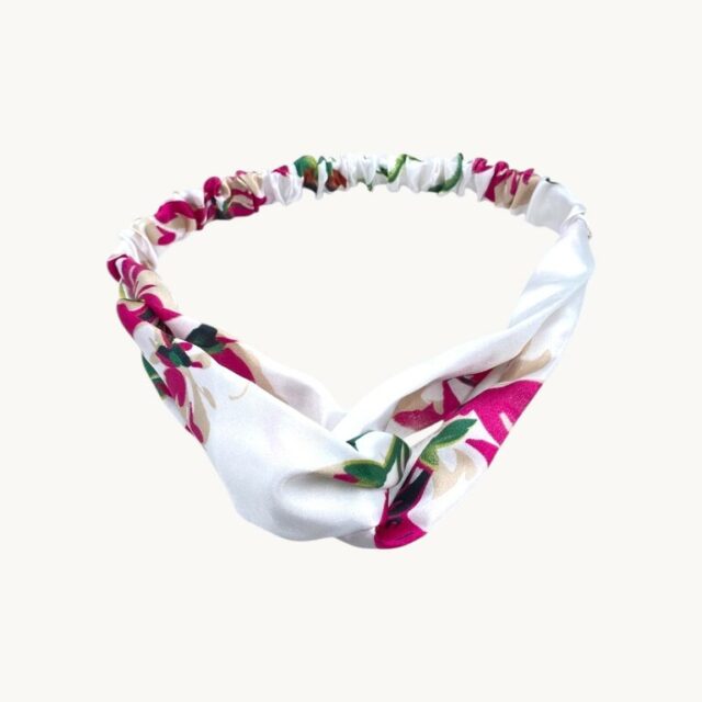 Bandeau fleurs roses, fond blanc