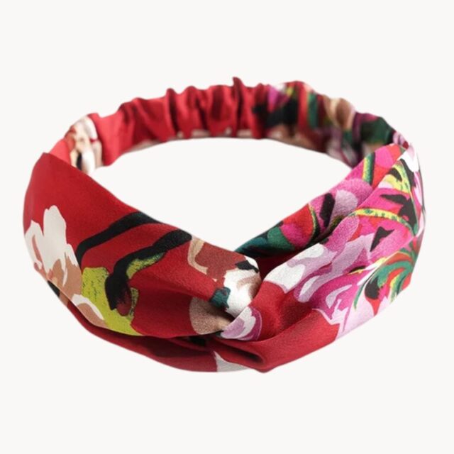 Bandeau motif floral coloré et rouge