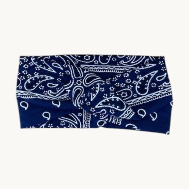 Bandeau bleu marine, motif cachemire