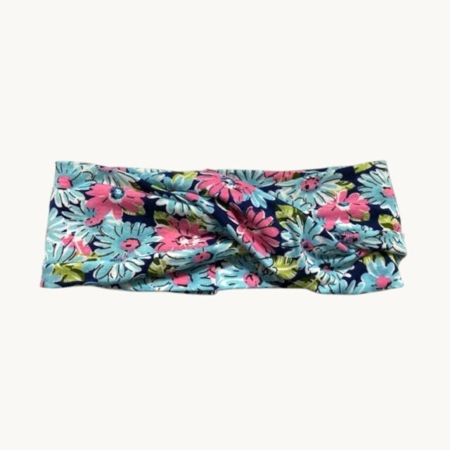 Bandeau fleurs turquoise et rose