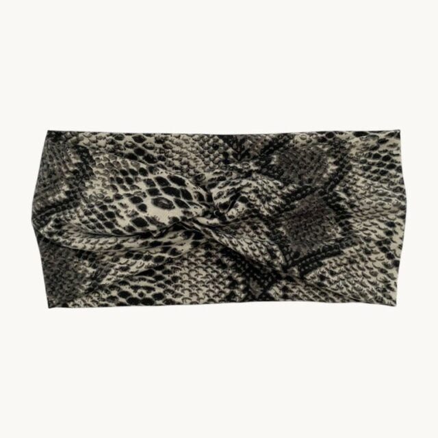 Bandeau motif serpent noir et gris