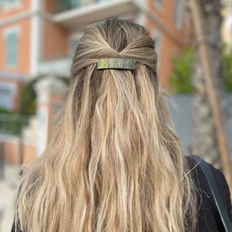 Barrette Anne, pailletée or