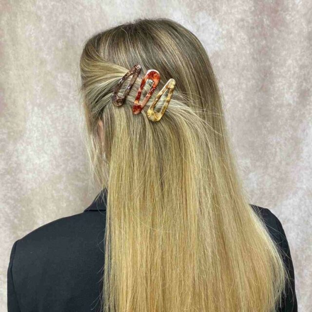Duo de barrettes clic-clac marbrées, 5,5 cm