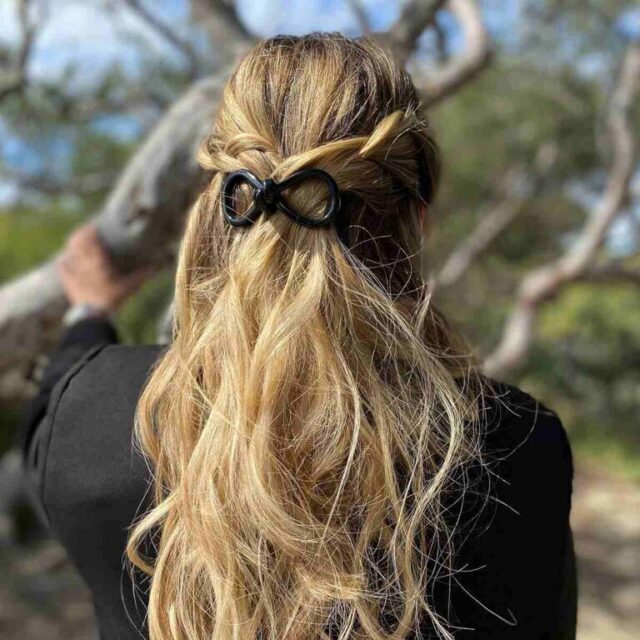Barrette Alexia, taupe et beige