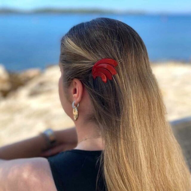 Barrette Coralie, Rouge Opale