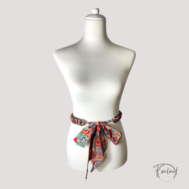 Ceinture foulard bohème rouge, anneaux