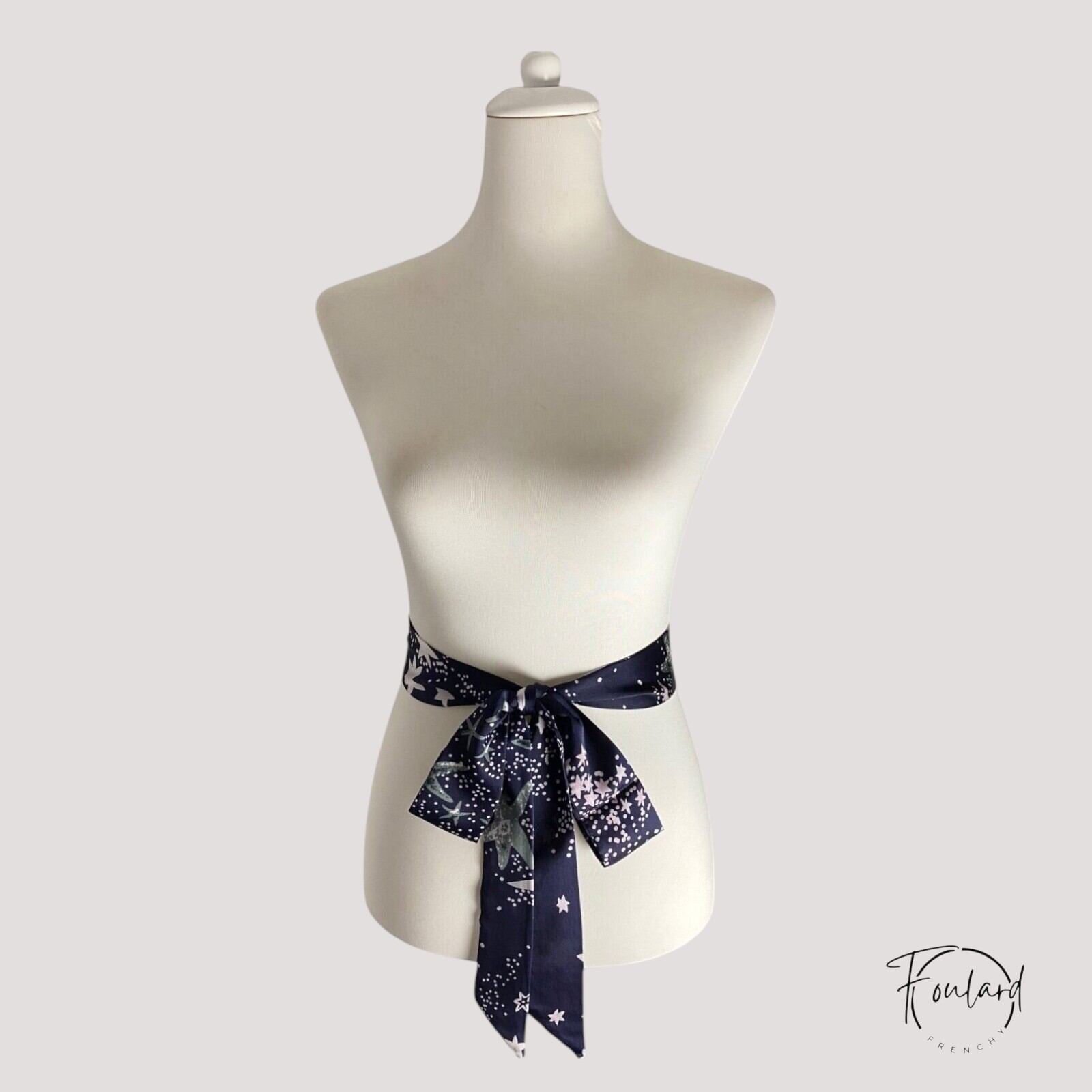 Ceinture foulard bleu nuit, étoilée – Image 2