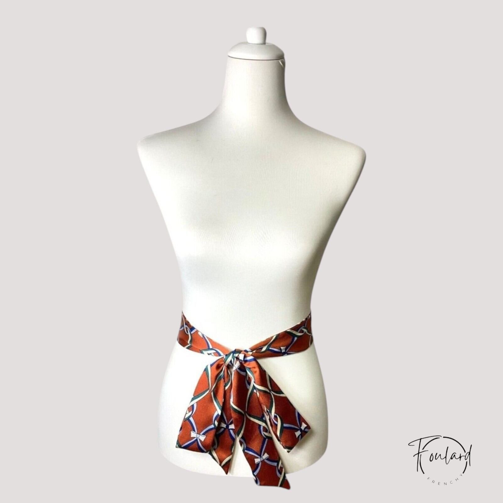 Ceinture foulard brique, motif entrelacé – Image 4