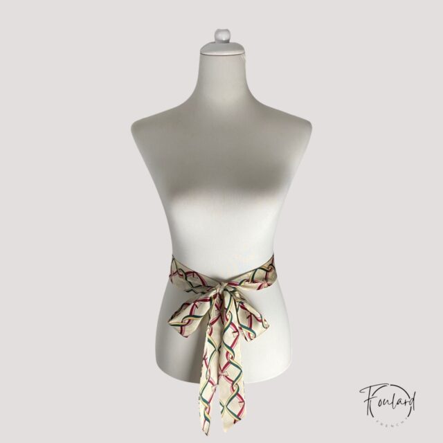 Ceinture foulard crème, rubans entrelacés