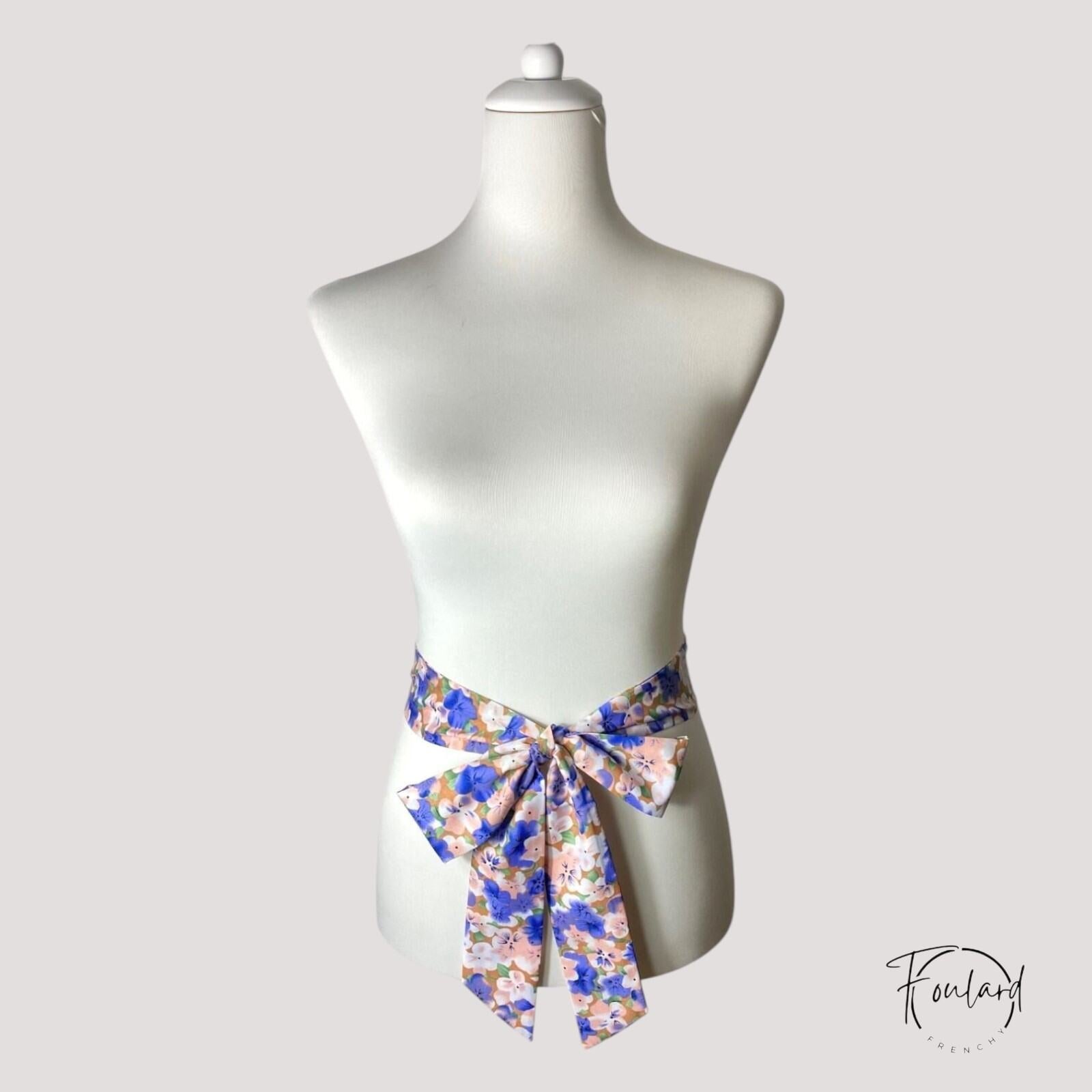 Ceinture foulard, motif floral violet et rose – Image 2