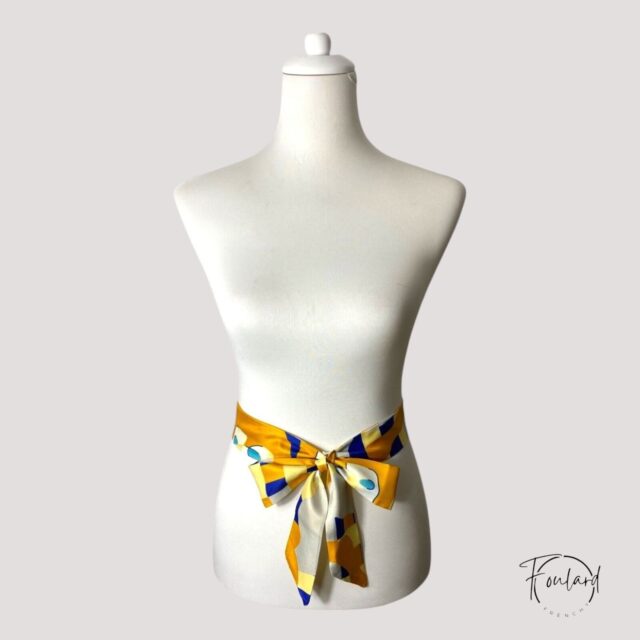 Ceinture foulard graphique, jaune et bleu