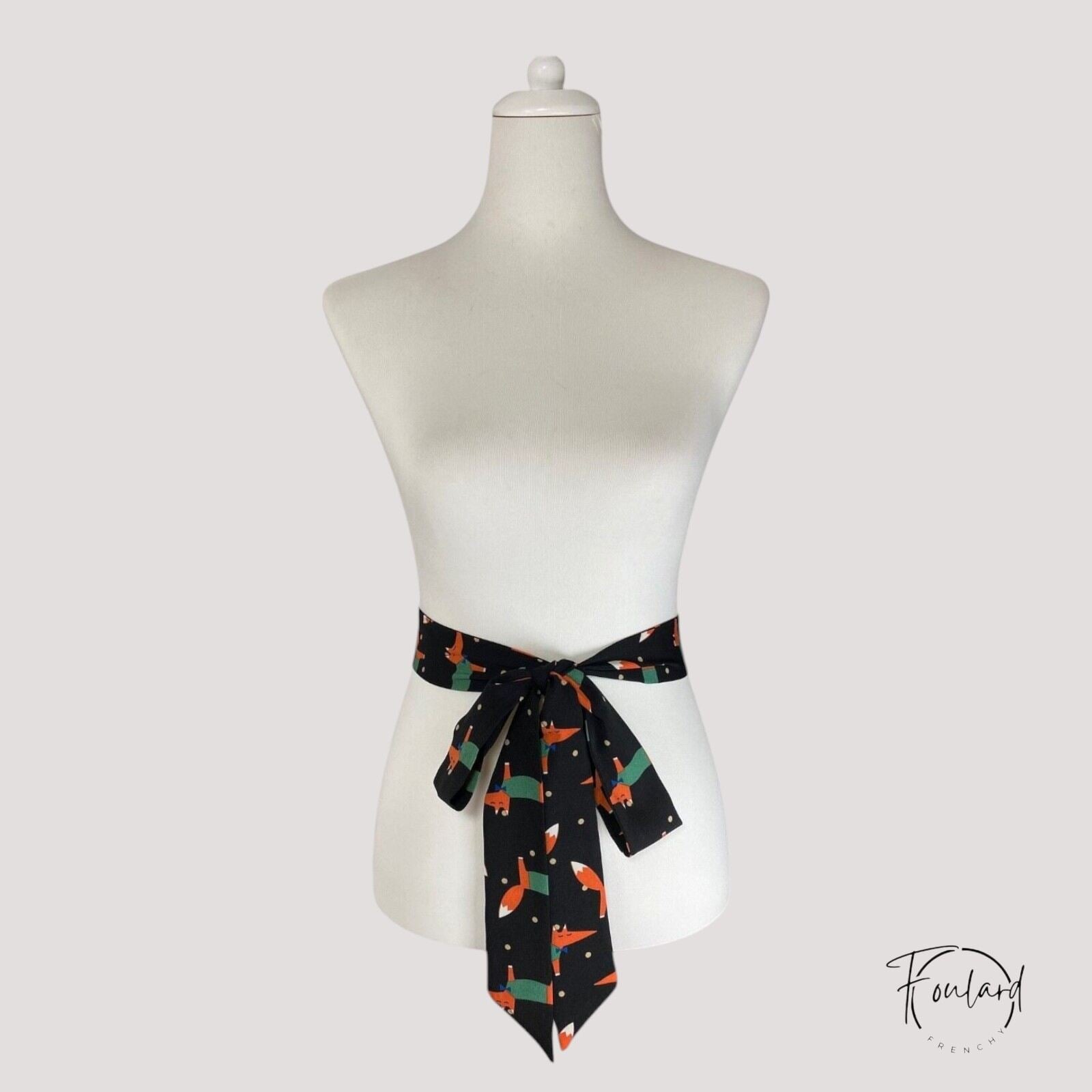 Ceinture foulard noire, motif renard – Image 4