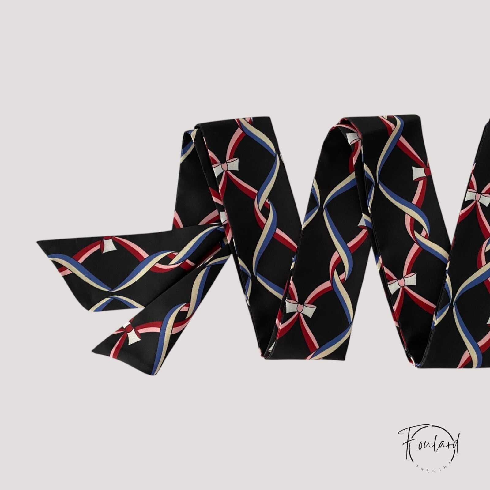Ceinture foulard noire, rubans entrelacés – Image 2