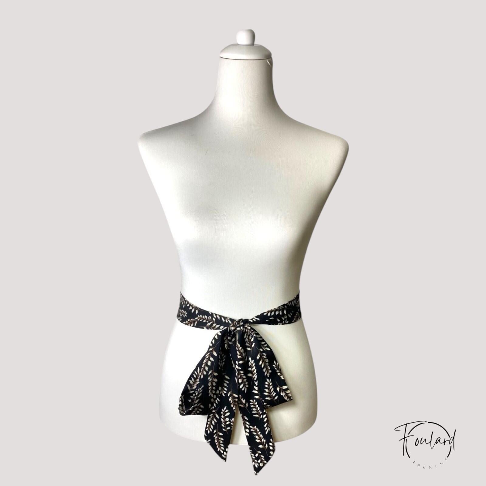Ceinture foulard noire, motif sésame – Image 4