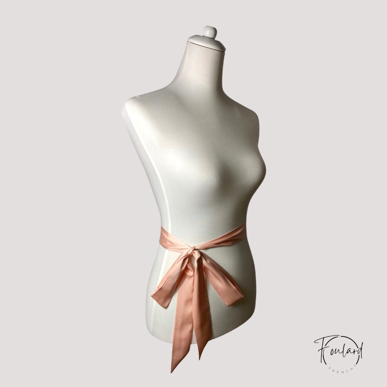 Ceinture foulard rose pâle, satinée – Image 2