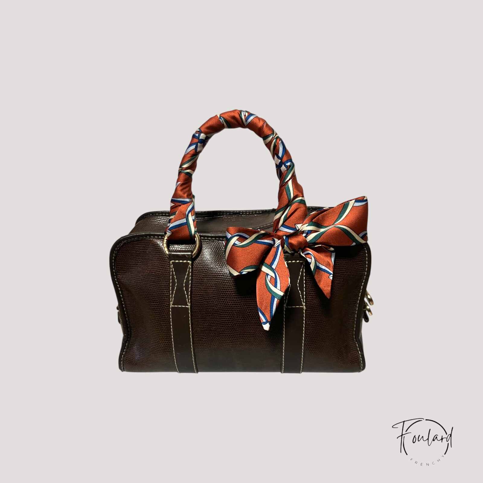 Ceinture foulard brique, motif entrelacé – Image 2