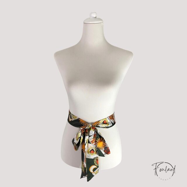 Ceinture foulard verte, imprimé soleil