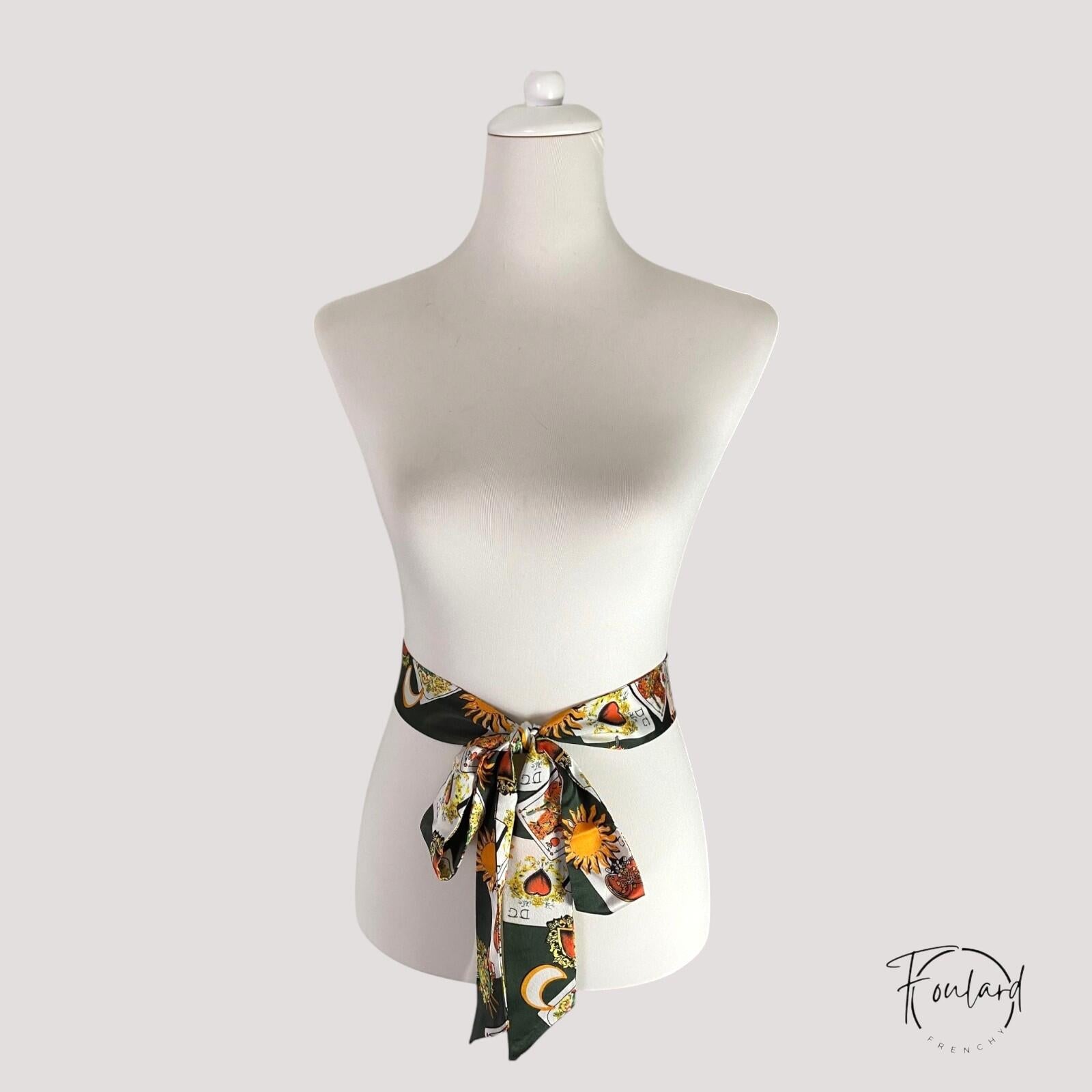 Ceinture foulard verte, imprimé soleil