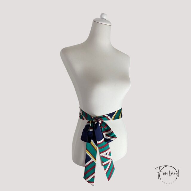 Ceinture foulard, rayures vertes et rouges