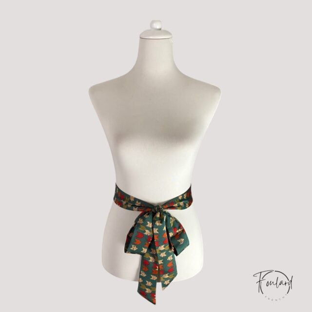 Ceinture foulard verte, flèches multicolores