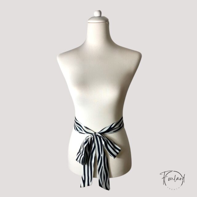 Ceinture foulard zèbre, noir et blanc
