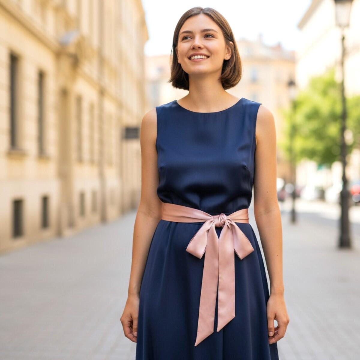Ceinture foulard rose pâle, satinée