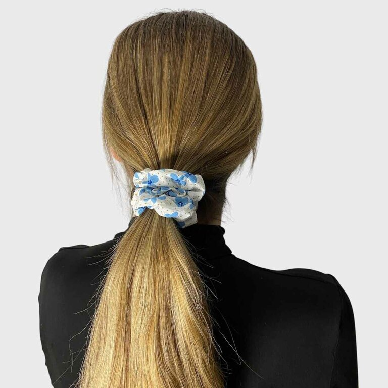 Chouchou 8 cm, fleurs bleues – Image 2