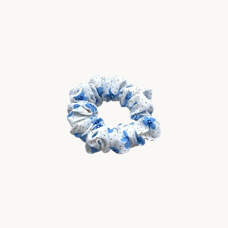 Chouchou 8 cm, fleurs bleues