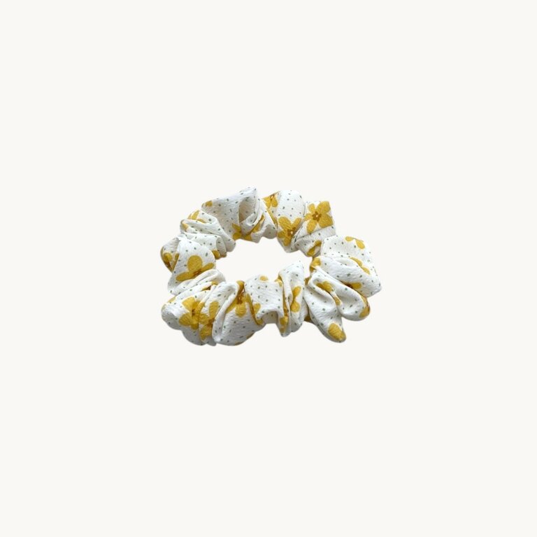 Chouchou 8 cm, fleurs jaunes