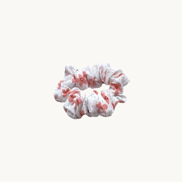 Chouchou 8 cm, fleurs roses