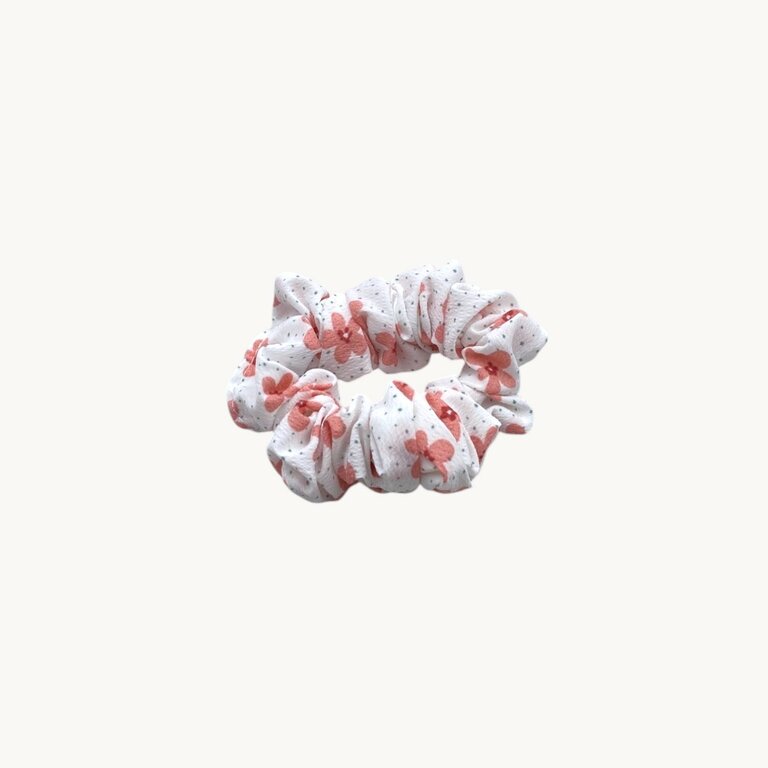 Chouchou 8 cm, fleurs roses