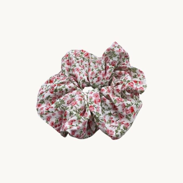 Chouchou 9 cm, fleurs roses