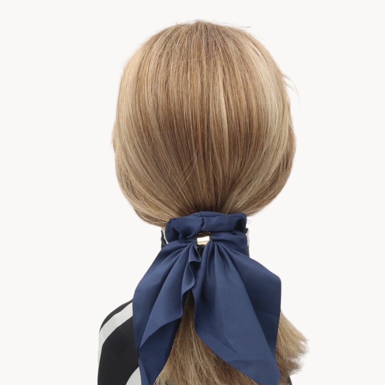 Chouchou foulard bleu, anneau doré – Image 2