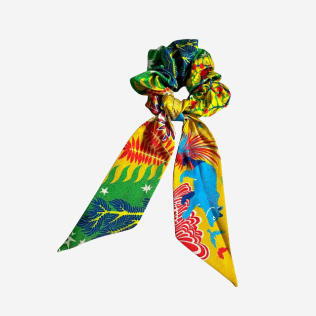 Chouchou motif foulard exotique multicolore