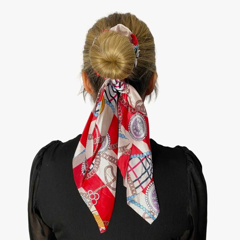 Chouchou foulard, rayures rouge et blanc – Image 2