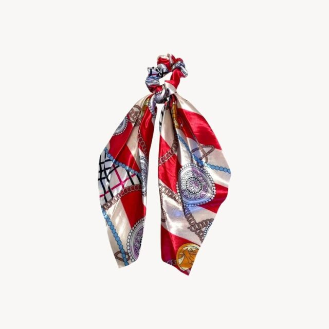Chouchou foulard, rayures rouge et blanc