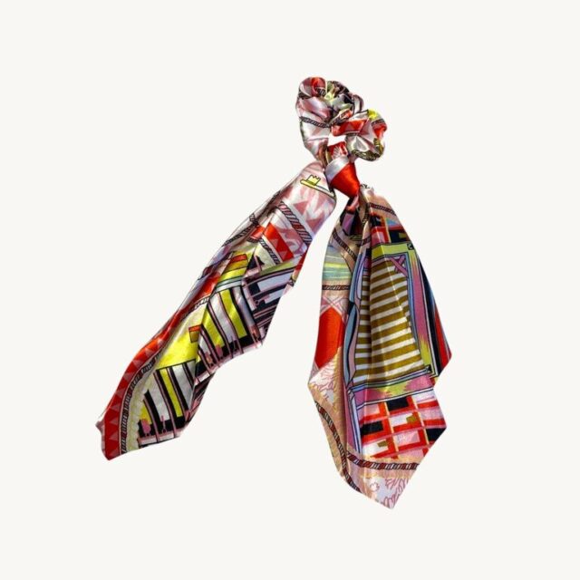 Chouchou foulard, motif nautique rouge