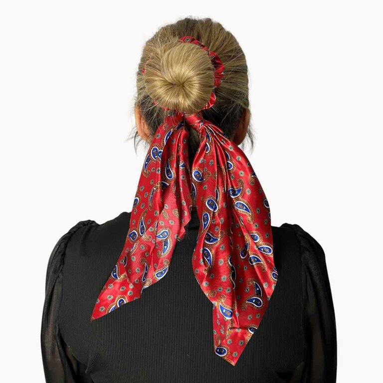 Chouchou foulard, motif cachemire fond rouge foncé – Image 2