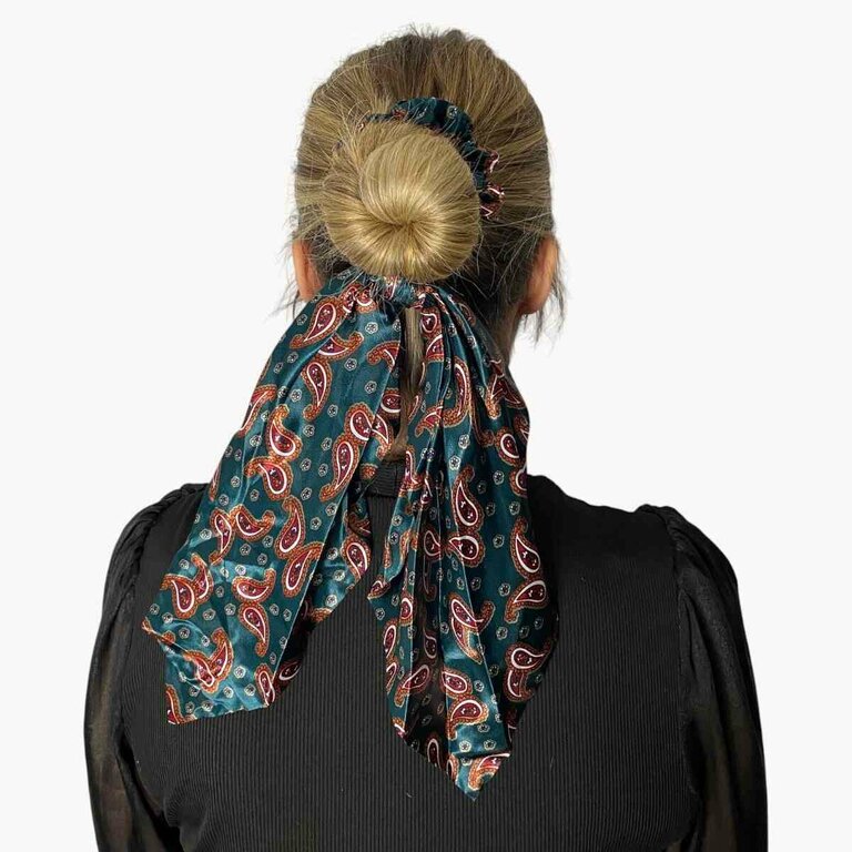 Chouchou foulard vert, motif cachemire – Image 2