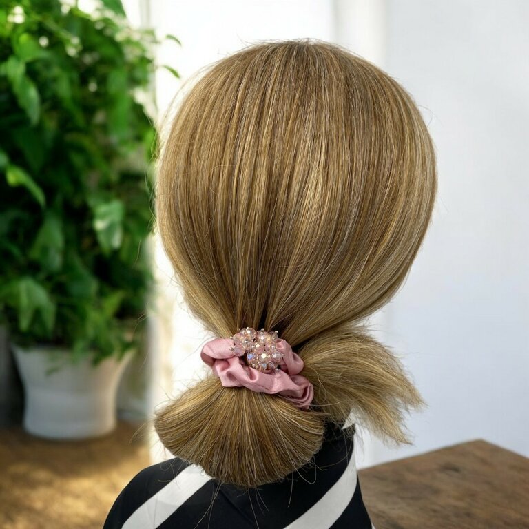 Chouchou fantaisie, vert ou rose – Image 3