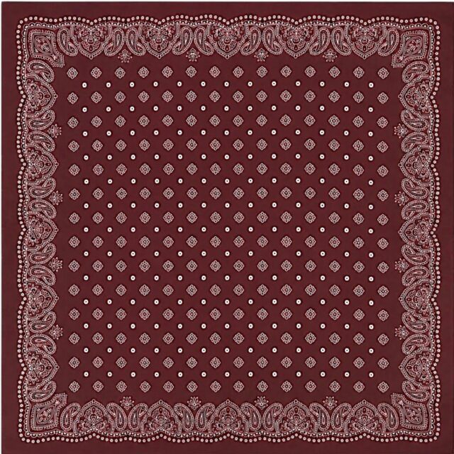 Foulard carré femme bordeaux à motif bandana 68 x 68 cm en viscose