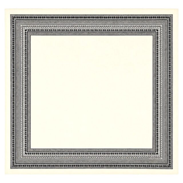 Foulard carré femme écru 68 x 68 cm en viscose avec bordure à motifs noirs