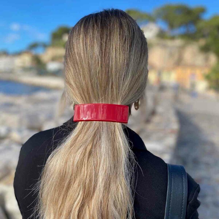Grande barrette Hortance, rouge profond