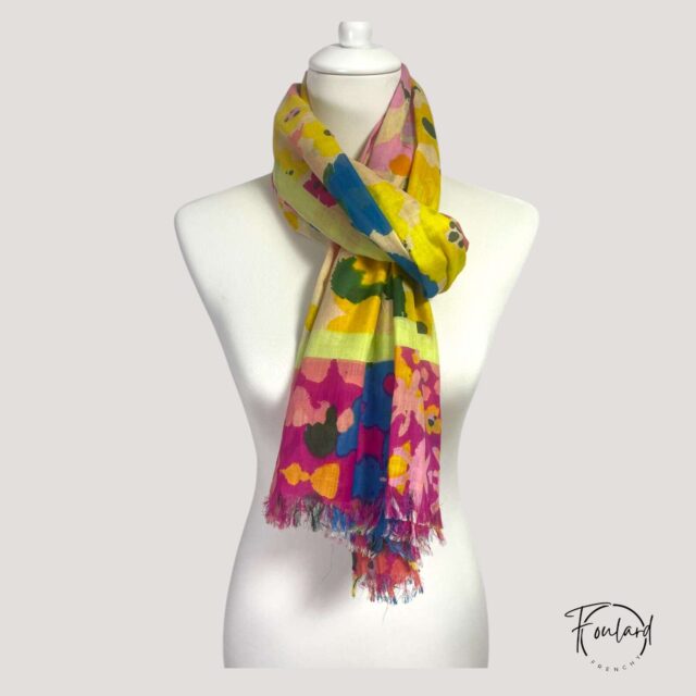 Foulard en coton multicolore, fleurs vives