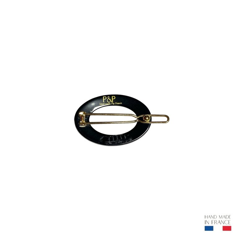 Petite barrette Chloé, noire pailletée cuivrée – Image 5