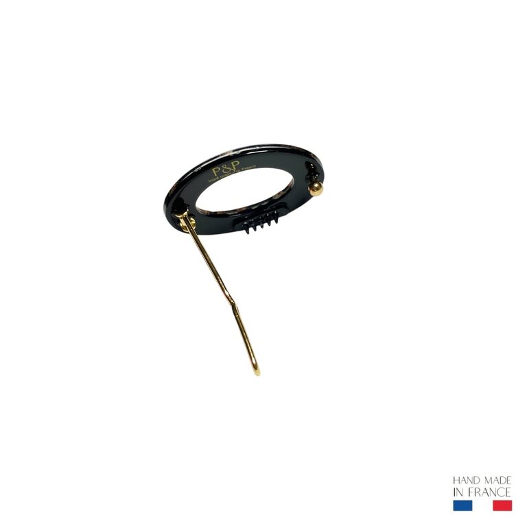 Petite barrette Chloé, noire pailletée cuivrée – Image 4