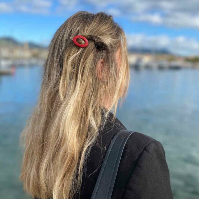 Petite barrette Chloé, rouge écaille