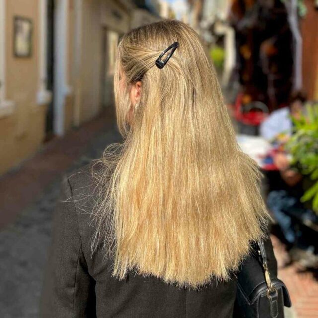 Barrette clic-clac en acétate, 6 cm, noire ou vison