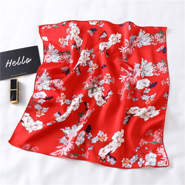 Foulard carré 50 cm, rouge printanier – Image 2